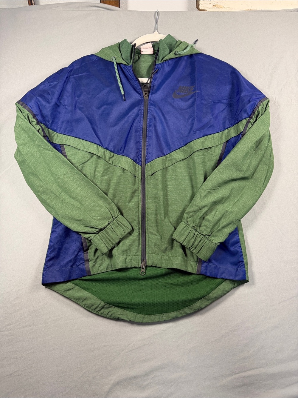 Nike Green and Blue Colorblock Hooded Utility Jacket